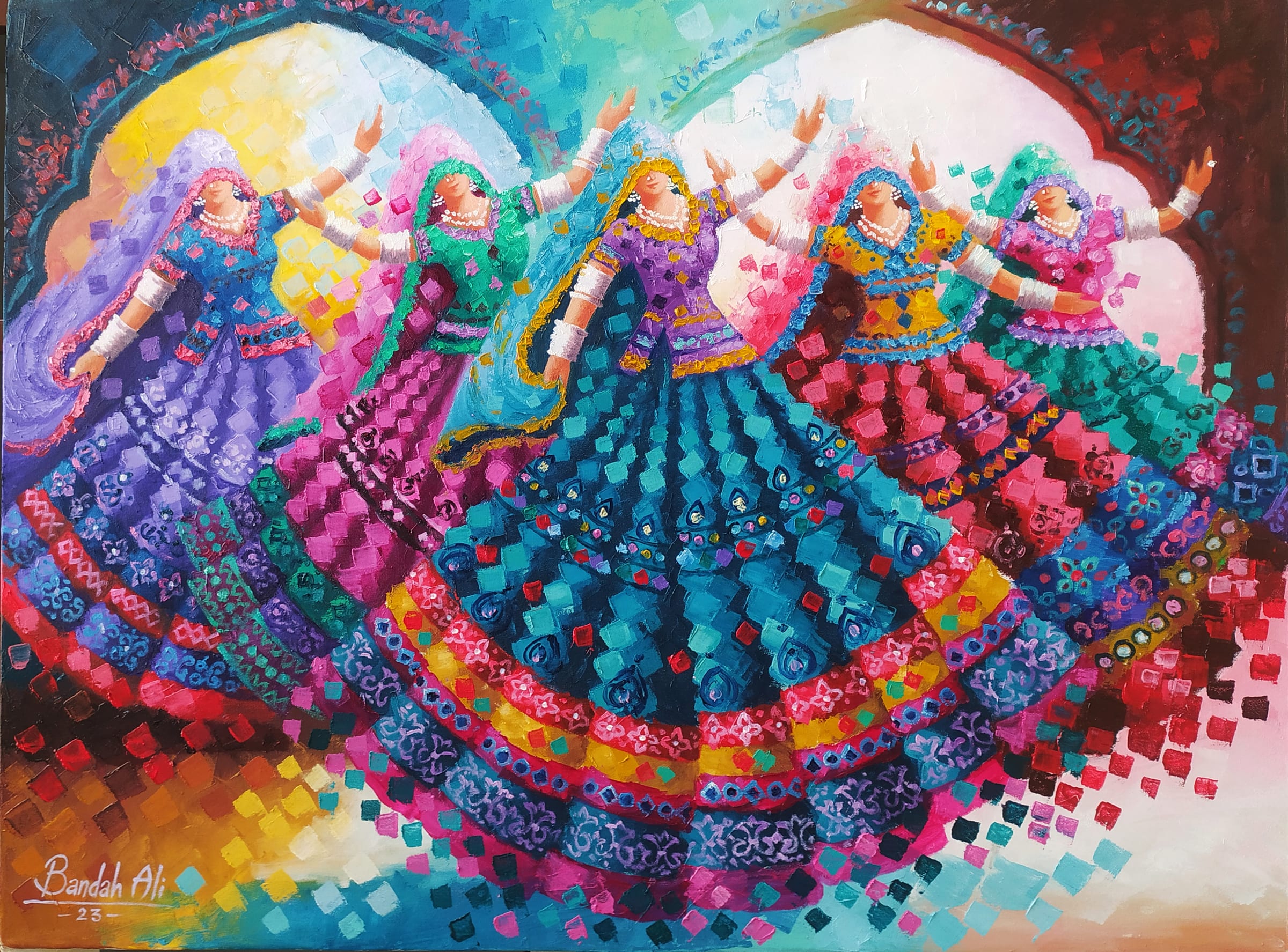 Rasooro (2023), Oil on canvas, 48 × 36 in · 122 × 91 cm, by Bandah Ali